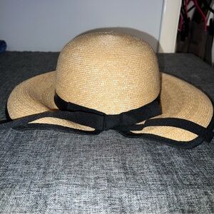 Elegant Tan Sun Hat with Black Ribbon- Chapellerie Elegante, Nice France
